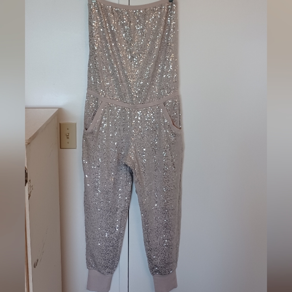 Victoria's Secret Cream Sequin Jumpsuits Size Medium